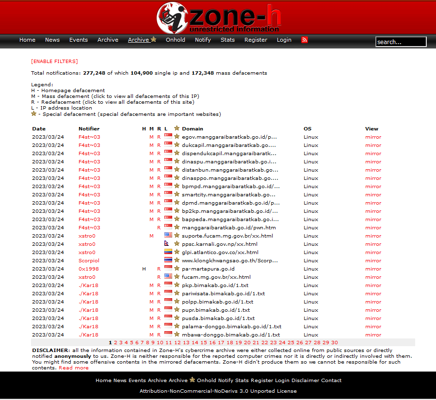 وبسایت Zone-h