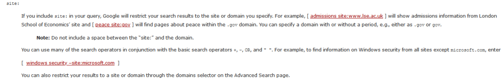 search operator site