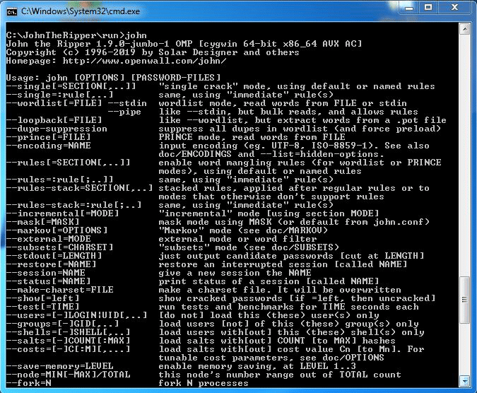 خروجی ابزار john.exe