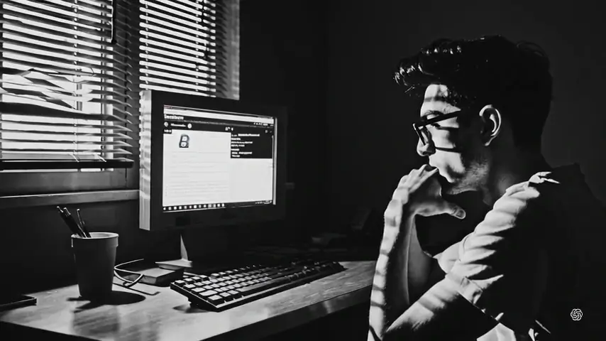 تصویر یک هکر در حال جستجو درباره whois